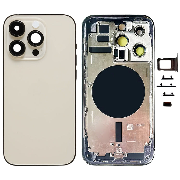 For iPhone 14 Pro Battery Back Cover with Side Keys & Card Tray, Version:CE EU Version(Gold)