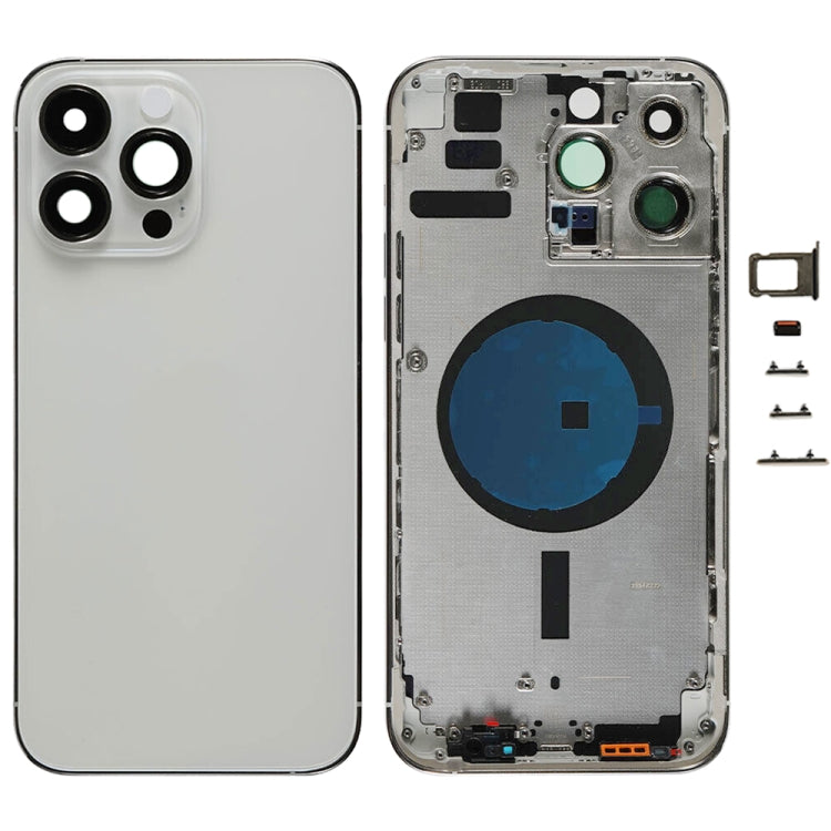 For iPhone 14 Pro Max Battery Back Cover with Side Keys & Card Tray, Version:CE EU Version(Silver)