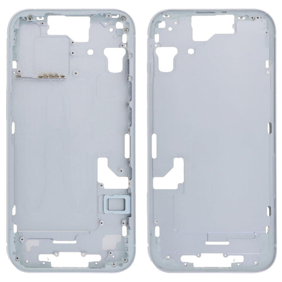 For iPhone 15 Middle Frame Bezel Plate with Side Keys + Card Tray, Version:US Version(Blue)