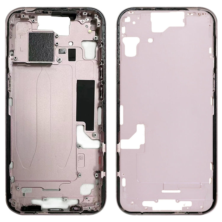 For iPhone 15 Middle Frame Bezel Plate with Side Keys + Card Tray, Version:US Version(Pink)