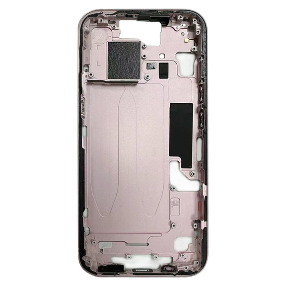 For iPhone 15 Middle Frame Bezel Plate with Side Keys + Card Tray, Version:US Version(Pink)