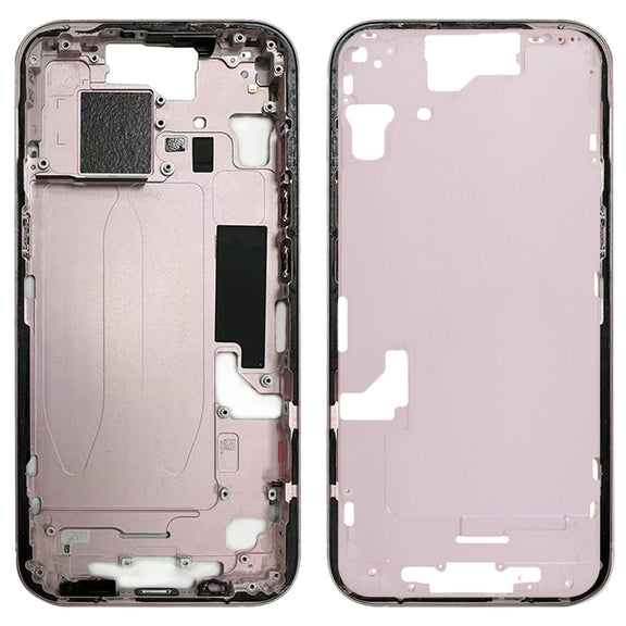 For iPhone 15 Middle Frame Bezel Plate with Side Keys + Card Tray, Version:US Version(Pink)