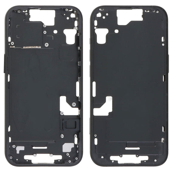 For iPhone 15 Middle Frame Bezel Plate with Side Keys + Card Tray, Version:China Version(Black)