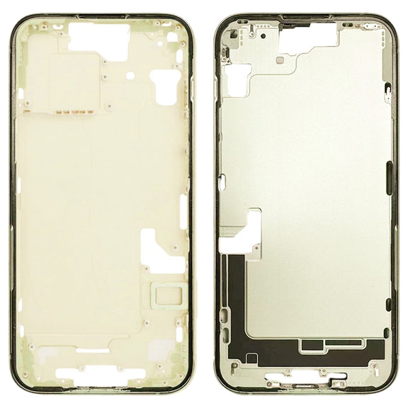 For iPhone 15 Middle Frame Bezel Plate with Side Keys + Card Tray, Version:CE EU Version(Yellow)