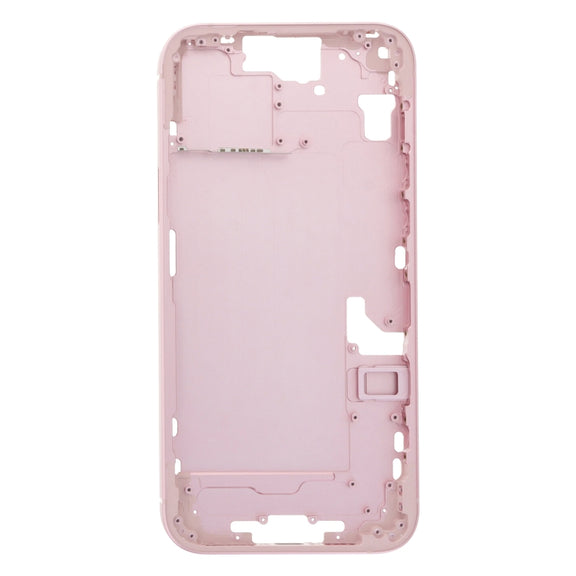 For iPhone 15 Plus Middle Frame Bezel Plate with Side Keys + Card Tray, Version:CE EU Version(Pink)