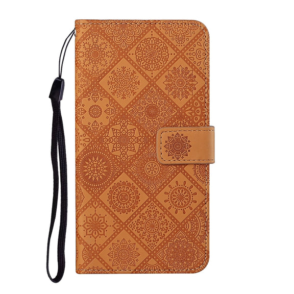 For Samsung Galaxy S25 5G Ethnic Style Embossed Pattern Leather Phone Case(Brown)