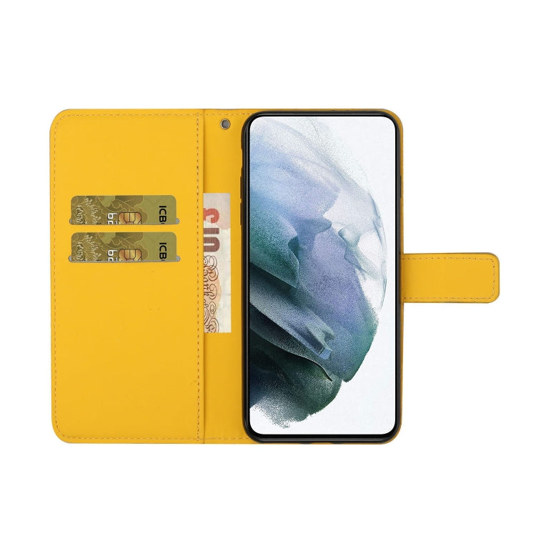 For Samsung Galaxy S25 5G Ethnic Style Embossed Pattern Leather Phone Case(Yellow)