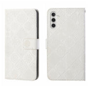 For Samsung Galaxy S25 5G Ethnic Style Embossed Pattern Leather Phone Case(White)
