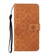 For Samsung Galaxy S25+ 5G Ethnic Style Embossed Pattern Leather Phone Case(Brown)