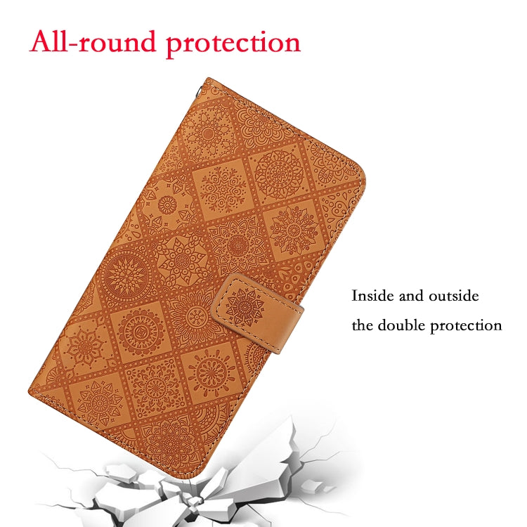 For Samsung Galaxy S25+ 5G Ethnic Style Embossed Pattern Leather Phone Case(Brown)