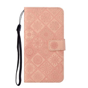 For Samsung Galaxy S25+ 5G Ethnic Style Embossed Pattern Leather Phone Case(Pink)