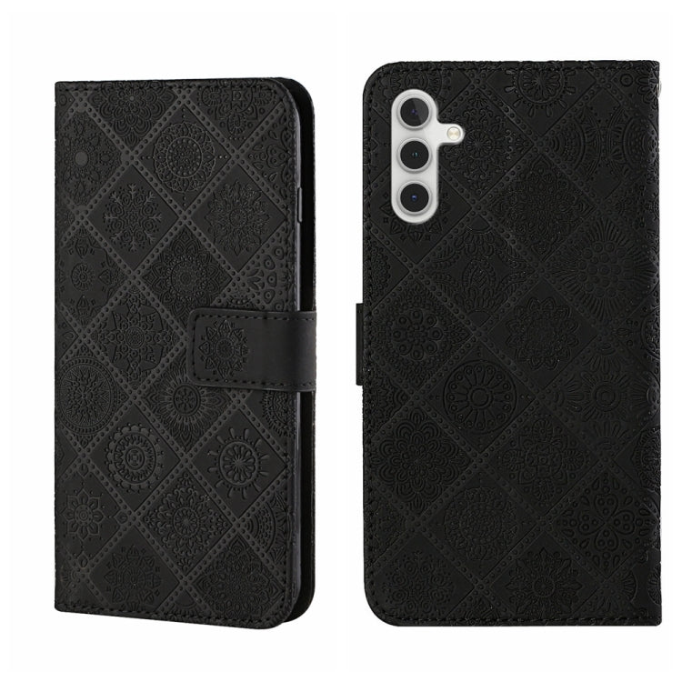 For Samsung Galaxy S25+ 5G Ethnic Style Embossed Pattern Leather Phone Case(Black)