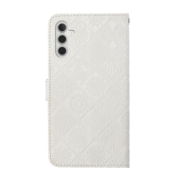 For Samsung Galaxy S25+ 5G Ethnic Style Embossed Pattern Leather Phone Case(White)