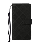 For Samsung Galaxy S25 Ultra 5G Ethnic Style Embossed Pattern Leather Phone Case(Black)