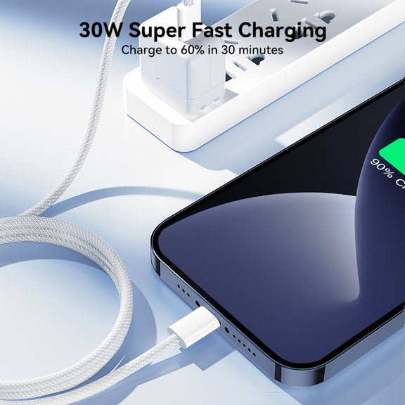 JOYROOM S-A45 30W USB-C / Type-C to 8 Pin Fast Charge Data Cable, Length: 1m(White)