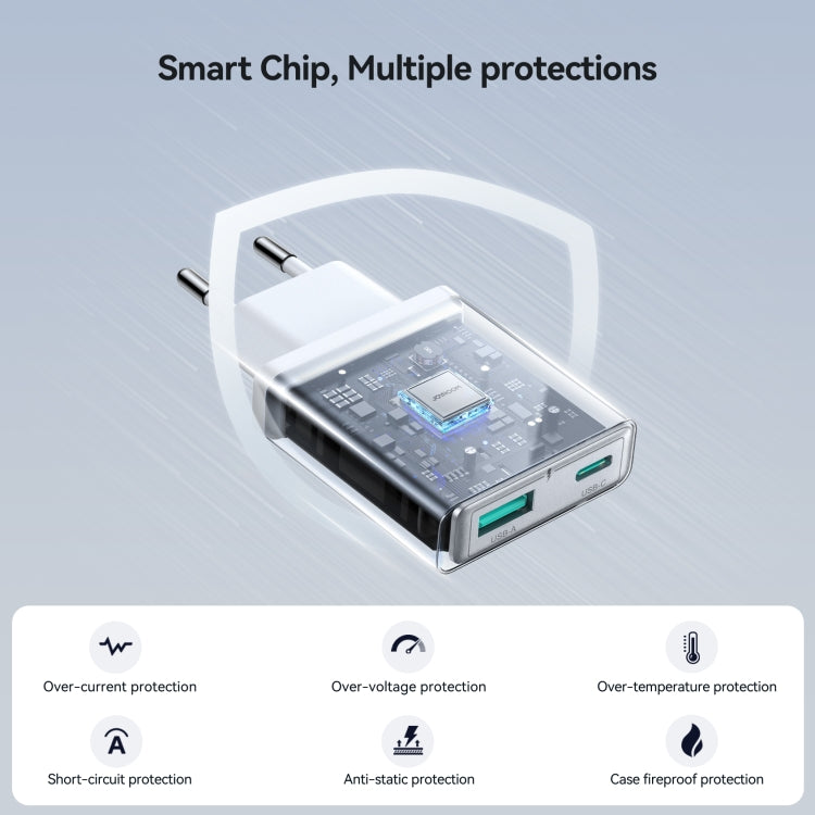 JOYROOM JR-TCF14 20W USB+USB-C / Type-C Fast Charger, Specification:EU Plug(White)