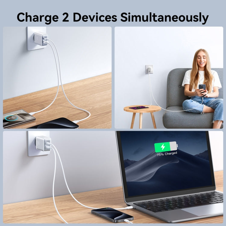 JOYROOM JR-TCF15 30W USB+USB-C / Type-C Fast Charger, Specification:EU Plug(White)