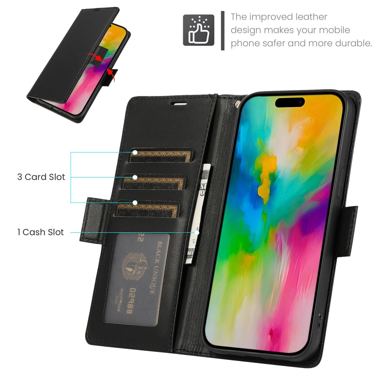For iPhone 16 Pro Side Buckle RFID Anti-theft Leather Phone Case(Black)
