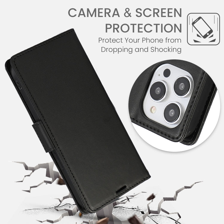 For iPhone 16 Pro Max Side Buckle RFID Anti-theft Leather Phone Case(Black)