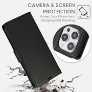 For iPhone 16 Pro Max Side Buckle RFID Anti-theft Leather Phone Case(Black)
