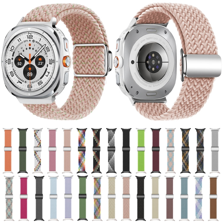 For Samsung Galaxy Watch Ultra 47mm Nylon Loop Magnetic Buckle Watch Band(Pink)