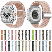 For Samsung Galaxy Watch Ultra 47mm Nylon Loop Magnetic Buckle Watch Band(Dark Olive)