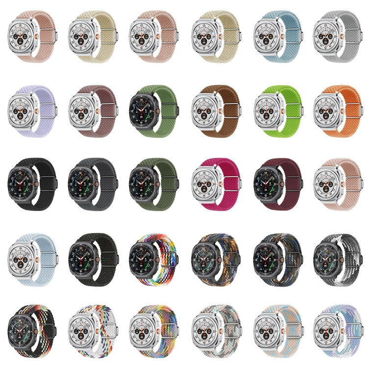 For Samsung Galaxy Watch Ultra 47mm Nylon Loop Magnetic Buckle Watch Band(Black Rainbow)