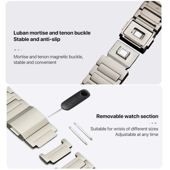 22mm I-shaped Magnetic Buckle Pure Titanium Watch Band(Titanium Gold)