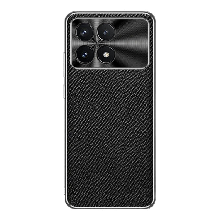 For Redmi K70 Silver Edge Cross Texture PU Leather Phone Case(Black)