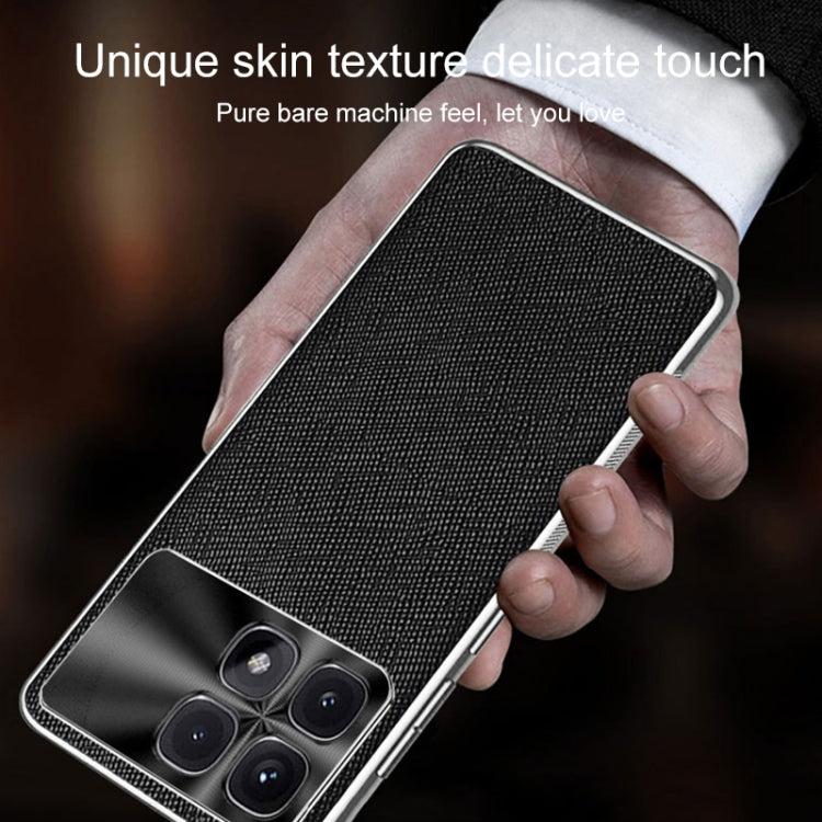 For Redmi K70 Silver Edge Cross Texture PU Leather Phone Case(Black)