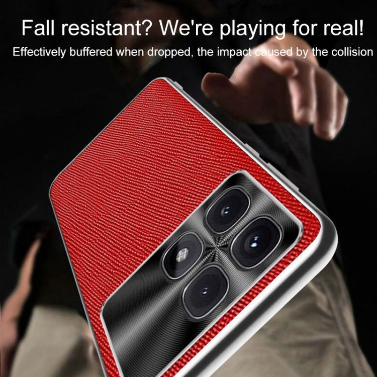 For Redmi K70 Ultra Silver Edge Cross Texture PU Leather Phone Case(Red)