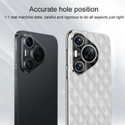 For Huawei Pura 70 Ultra Silver Edge Rhombic Texture PU Leather Phone Case(Pink)