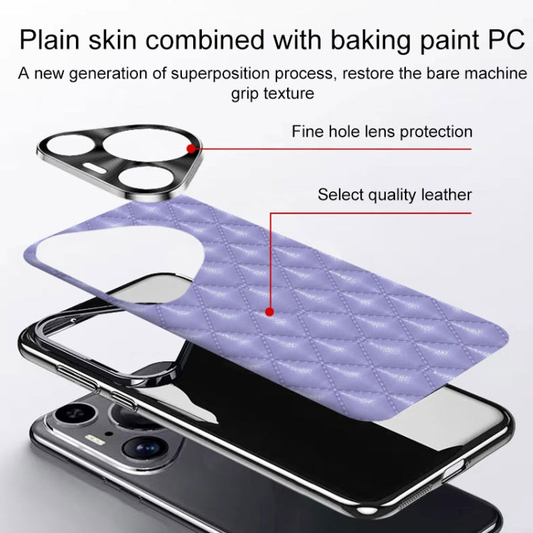 For Huawei Pura 70 Silver Edge Rhombic Texture PU Leather Phone Case(White)