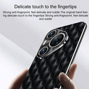 For Huawei Pura 70 Ultra Silver Edge Rhombic Texture PU Leather Phone Case(Purple)