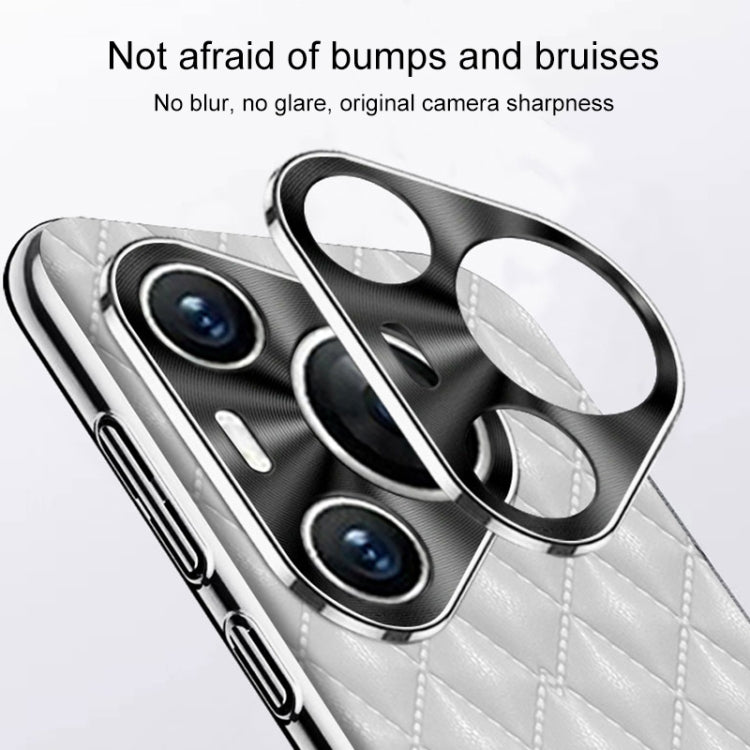 For Huawei Pura 70 Silver Edge Rhombic Texture PU Leather Phone Case(Orange)