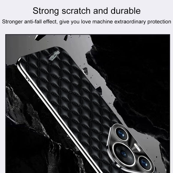 For Huawei Pura 70 Ultra Silver Edge Rhombic Texture PU Leather Phone Case(Purple)
