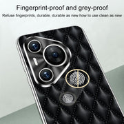 For Huawei Pura 70 Ultra Silver Edge Rhombic Texture PU Leather Phone Case(Purple)