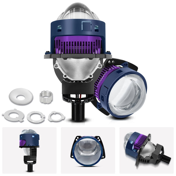 T04 Pair 3 inch Car Bifocal Matrix Light Source LED Lens Headlight, Left-hand Drive(Blue)