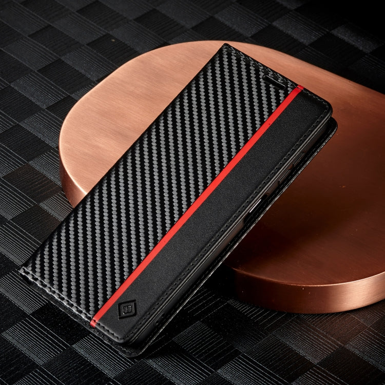For Samsung Galaxy S24 FE 5G LC.IMEEKE Carbon Fiber Leather Phone Case(Vertical Black)