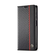 For Samsung Galaxy S24 FE 5G LC.IMEEKE Carbon Fiber Leather Phone Case(Vertical Black)