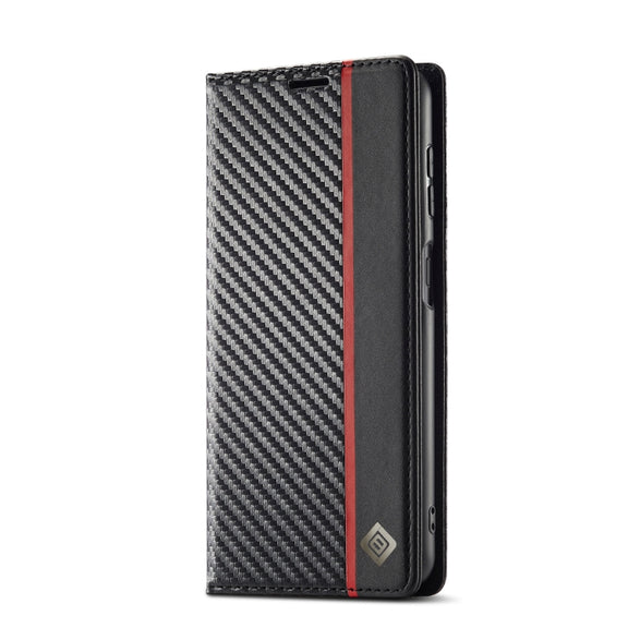 For Samsung Galaxy S24 FE 5G LC.IMEEKE Carbon Fiber Leather Phone Case(Vertical Black)