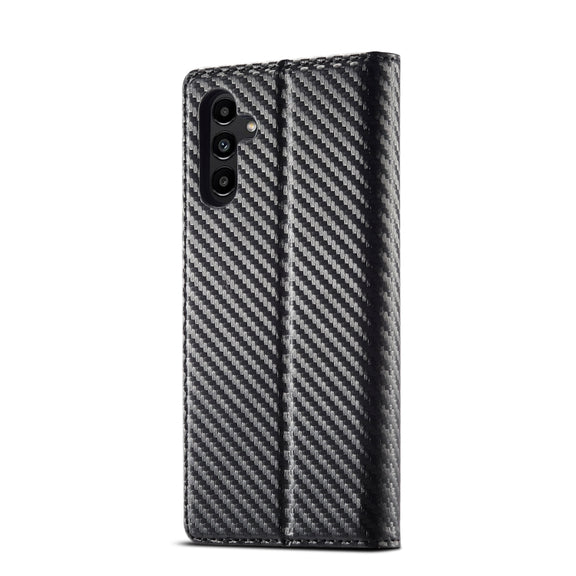 For Samsung Galaxy S24 FE 5G LC.IMEEKE Carbon Fiber Leather Phone Case(Vertical Black)