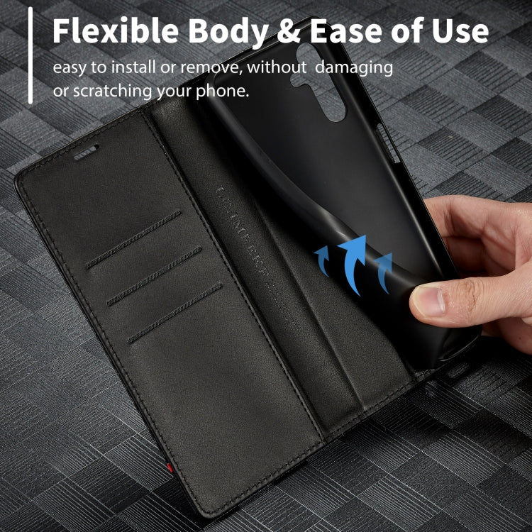 For Samsung Galaxy S24 FE 5G LC.IMEEKE Carbon Fiber Leather Phone Case(Vertical Black)