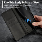 For Samsung Galaxy S24 FE 5G LC.IMEEKE Carbon Fiber Leather Phone Case(Vertical Black)