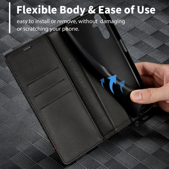 For Samsung Galaxy S24 FE 5G LC.IMEEKE Carbon Fiber Leather Phone Case(Vertical Black)