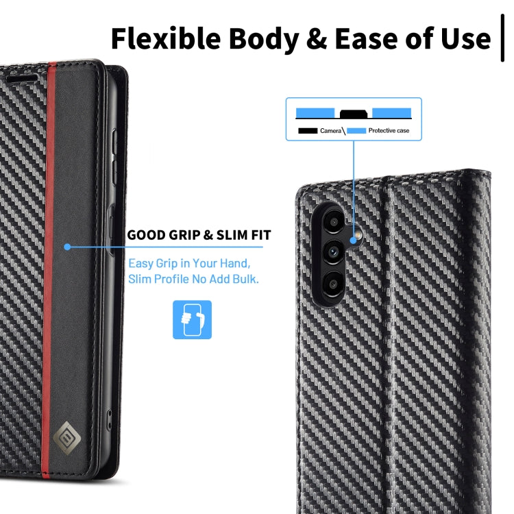 For Samsung Galaxy S24 FE 5G LC.IMEEKE Carbon Fiber Leather Phone Case(Vertical Black)