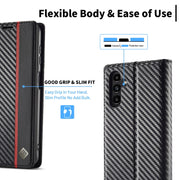 For Samsung Galaxy S24 FE 5G LC.IMEEKE Carbon Fiber Leather Phone Case(Vertical Black)