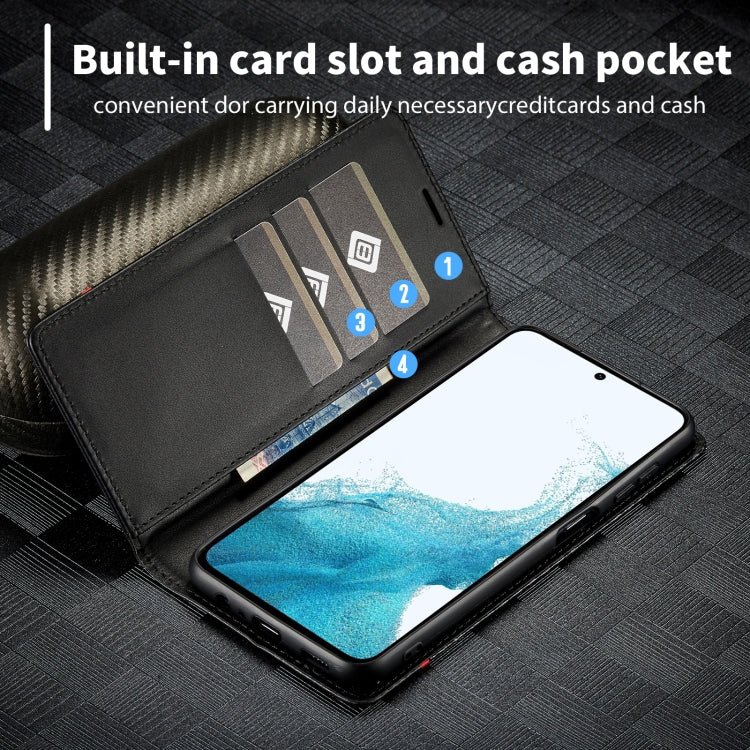 For Samsung Galaxy S24 FE 5G LC.IMEEKE Carbon Fiber Leather Phone Case(Vertical Black)