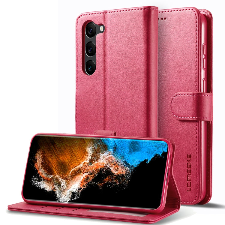 For Samsung Galaxy S25 5G LC.IMEEKE Calf Texture Leather Phone Case(Red)