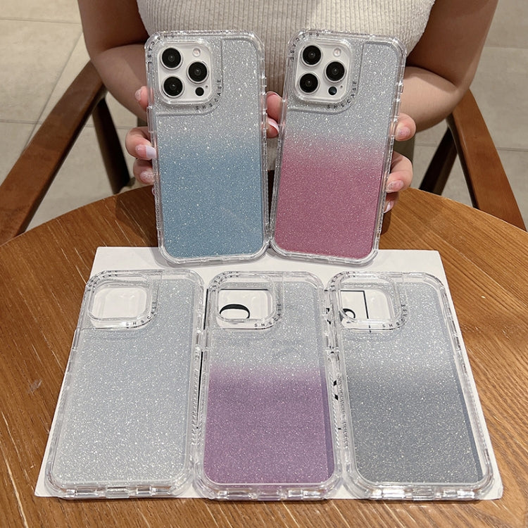 For iPhone 16 Plus TPU + PC + Glitter Paper Full Coverage Phone Case(Blue)